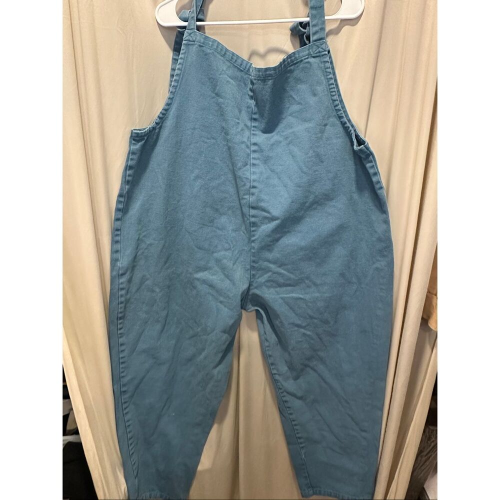 Lucy & Yak Organic Cotton Tie Shoulder Dungarees Overalls Slate Blue XXL - Picture 3 of 7